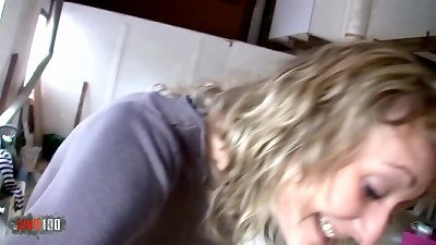 thin french blonde mummy drilled in the bootie for money in the wharehouse