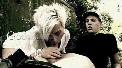 muscly light-haired grannie sucks and bangs under the bridge