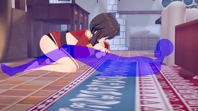 KonoSuba hentai - Megumin oral job and jizm in her mouth - asian chinese anime anime game pornography