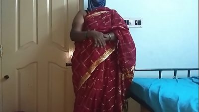 desi  indian tamil telugu kannada malayalam hindi nasty cheating wifey vanitha wearing virgin red colour saree showcasing big mounds and smoothly-shaven slit press firm tits press nipple fondling cunt getting off