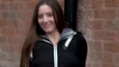 wild brunette teenager babe Leyla pissing outdoors