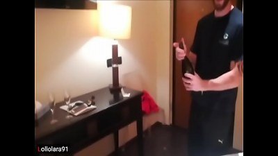 I pound the room service waiter