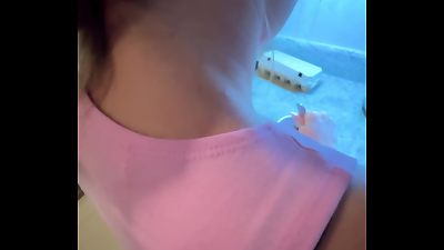 handsome Alice giving blowjob to her boyfriend in Kitchen and Took huge Cumload in throat