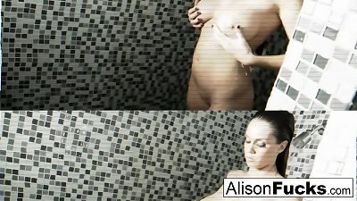 Alison Tyler showers and plays with her cock-squeezing cunny