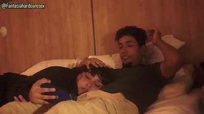 My stepsister gulps my hard-on after watching a video PART 1