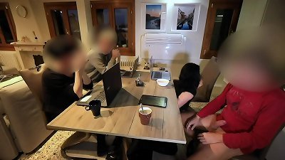 Secretly stroked off and made him cum during a meeting!