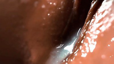 SLOW mobility Compared faux-cock and cock. Close-up penetrations