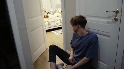 I spy and stroking on how my girlfriend fucks with her lover