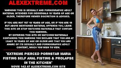 extraordinary pierced superstar Maria going knuckle deep self ass fucking going knuckle deep & ass inside-out in the kitchen