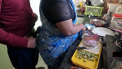 demonstrating and masturbating infront of maid swathi in kitchen