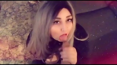 plumper sucks tinder trysts hard-on and gets jizm on her face