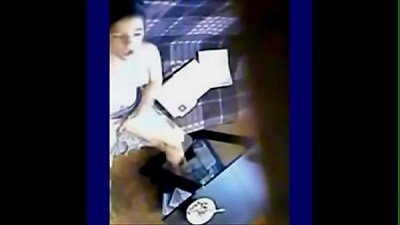 My sis jerking at computer. Hidden web cam