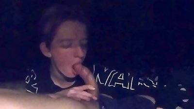 red-haired cutie sucks Daddy's salami and milks Him to COMPLETION