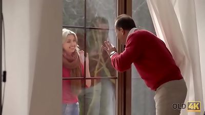 OLD4K. girl was lost in the city but older man saves her and fucks