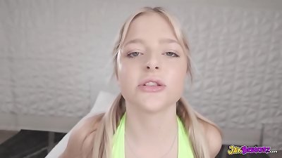blond teen incredible bbc bi-racial blowjob