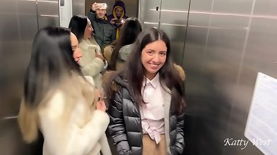 Public Pickup - We met two cuties with a buddy and invited them to our place to have lovemaking